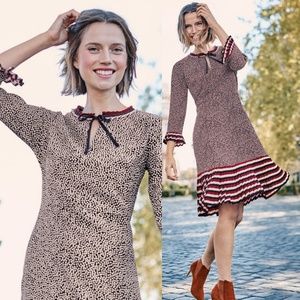 BODEN Lara Pleated Detail Trim Shift Bow Tie Dress